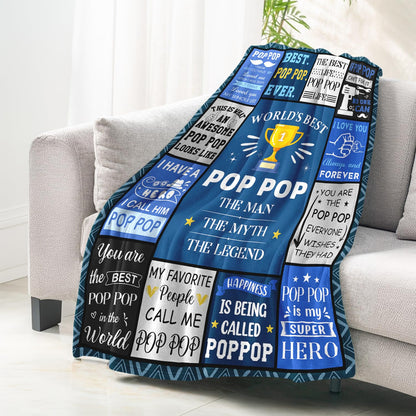 Poppop Fathers Day Birthday Gifts - Pop Pop Gifts from Grandkids Grandchildren Granddaughter - Unique Poppops Christmas Birthday Blanket Gift - Best Poppop Ever Presents Blanket 50"X60"