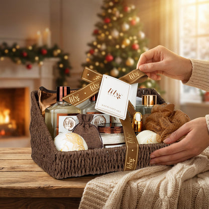 Gifts for Women & Men, Coconut Vanilla Birthday Gift Basket, Spa Gift Basket for Women, Bath and Body Spa Gifts for Mom & Dad, Spa Gift Set Designed for Fathers Day, Mothers Day, Christmas Gifts
