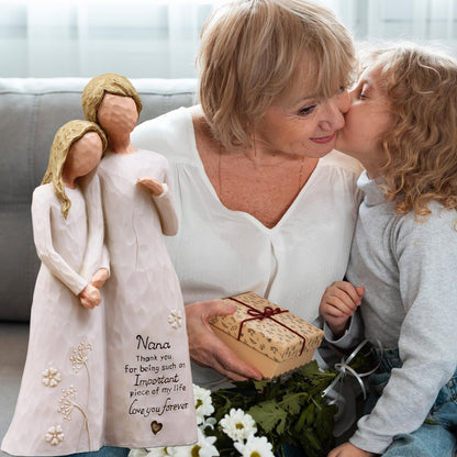 Nana Gifts, Birthday Gifts for Nana from Granddaughter, Grandma Gift for Birthday Christmas Mothers Day,Grandmother Granddaughter Embrace Hand-Painted Resin Figurine