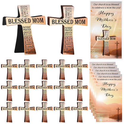 Spakon 30 Set Christian Mother's Day Gifts Religious Cross Bookmarks for Church Menbers Blessed Mom Magnet Bookmarks and Bible Verse Cards Appreciation Gifts for Book Lovers Devotional Study Guide