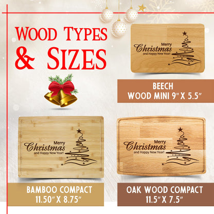 2026 Christmas Cutting Board – Laser Engraved Wooden Holiday Charcuterie Board, Merry Kitchen Décor, Christmas Gift for Family, Friends, Mom, Dad & Housewarming (11.5" X 7.5 Oak Wood Compact)