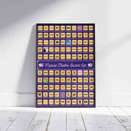 100 Musical Theater Shows Scratch Off Poster - Gift for Musical Theatre Fans & Broadway Lovers - 23"x17"