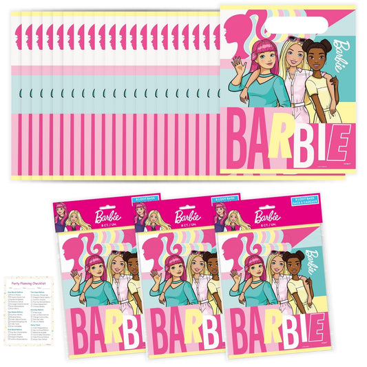 Unique Barbie Party Bags - Barbie Party Decorations - 24 Goodie Bags, Checklist - 24 Guests - Birthday Decorations