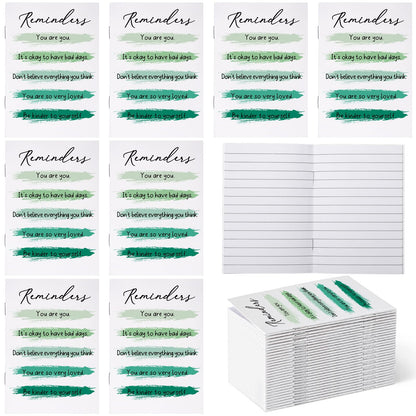 Eaasty 50 Pcs Mental Health Awareness Gifts Bulk Inspirational Little Reminders Green Ribbon Mental Health Journal Mini Notebook Employee Appreciation Gifts for Coworkers Staff Teacher Visitors
