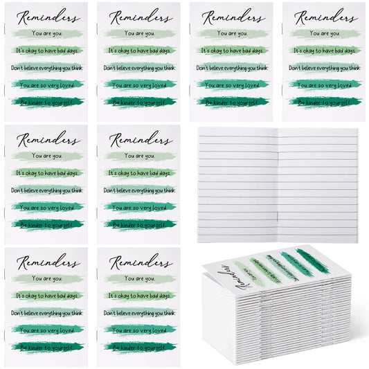 Eaasty 50 Pcs Mental Health Awareness Gifts Bulk Inspirational Little Reminders Green Ribbon Mental Health Journal Mini Notebook Employee Appreciation Gifts for Coworkers Staff Teacher Visitors
