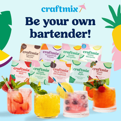 Craftmix Variety Pack Cocktail & Mocktail Drink Mixer, Skinny Mixes - Water Flavoring Packets - Made With Real Fruit - Vegan Low-Carb, Low-Sugar, Non-GMO, Dairy Free, Gluten Free, 12 Pack