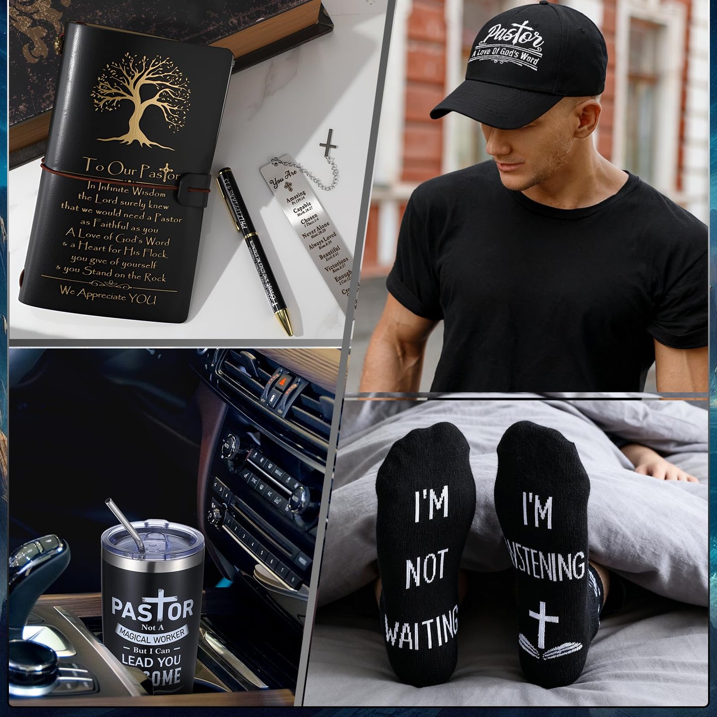10 Pcs Pastor Appreciation Gifts for Men, Christian Pastor Gifts for Dad Husband Grandpa Male Friends Coworker Birthday Christmas