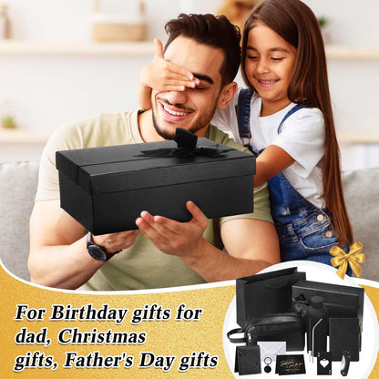 Mimorou 13 Pcs Gift Sets for Men, Thank You Gift Baskets 16.9 oz Sports Water Bottle & Leather Toiletry Bag with Wallet Knife, Birthday Fathers Day Care Package for Dad, Husband