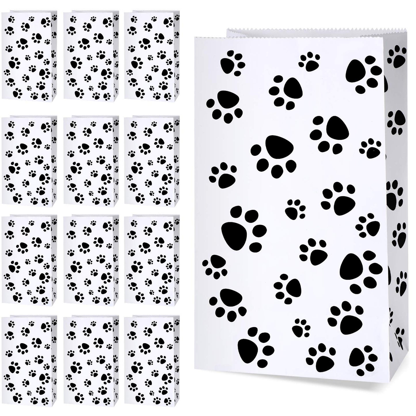 Blulu 36 Pack Dog Paw Gift Paper Bags Dog Paw Treat Goodie Bags Party Favors for Cat Pet Party Favor