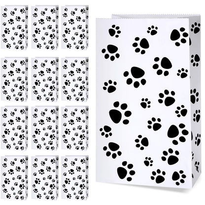 Blulu 36 Pack Dog Paw Gift Paper Bags Dog Paw Treat Goodie Bags Party Favors for Cat Pet Party Favor