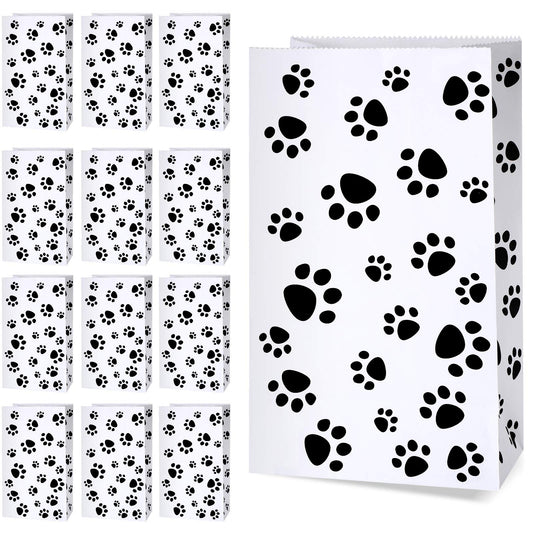 Blulu 36 Pack Dog Paw Gift Paper Bags Dog Paw Treat Goodie Bags Party Favors for Cat Pet Party Favor