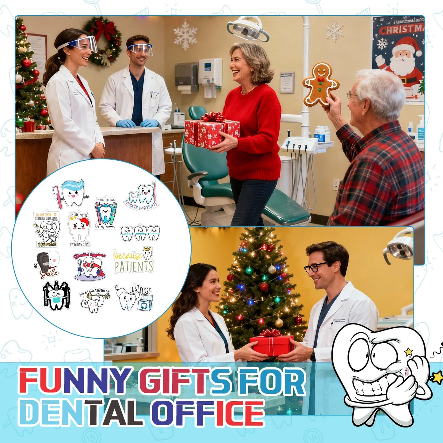 Siifert 24 Pcs Dental Hygienist Gifts for Hygiene Week Funny Air Freshener Car Scented Hanging Tooth Decor for Doctor Nurse Medical Staffs Dentists Assistants Student Teacher Appreciation Gifts