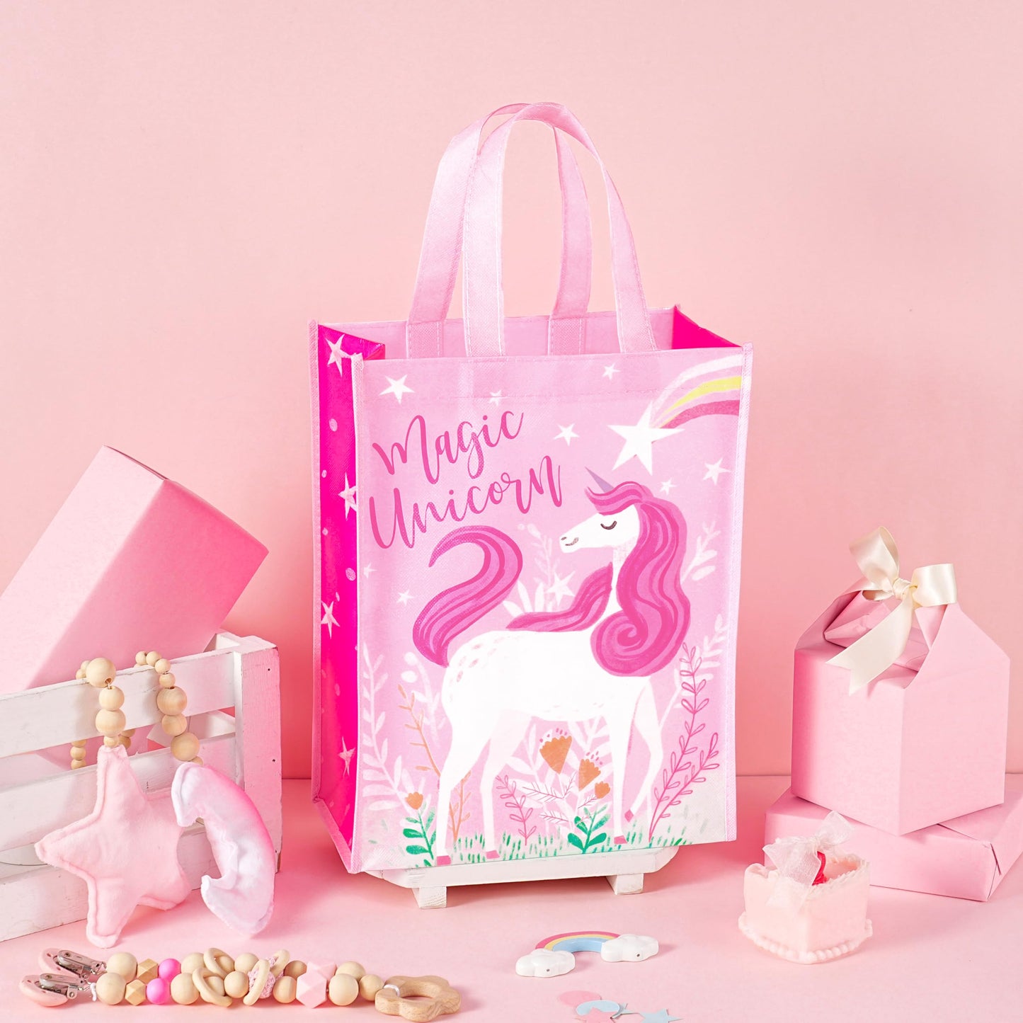 Loveinside Reusable Gift Bag, Medium Recycled Gift Bag for Girls, Birthday, Baby Shower, Party Favor, 10" x 5" x 13", 1 Pcs