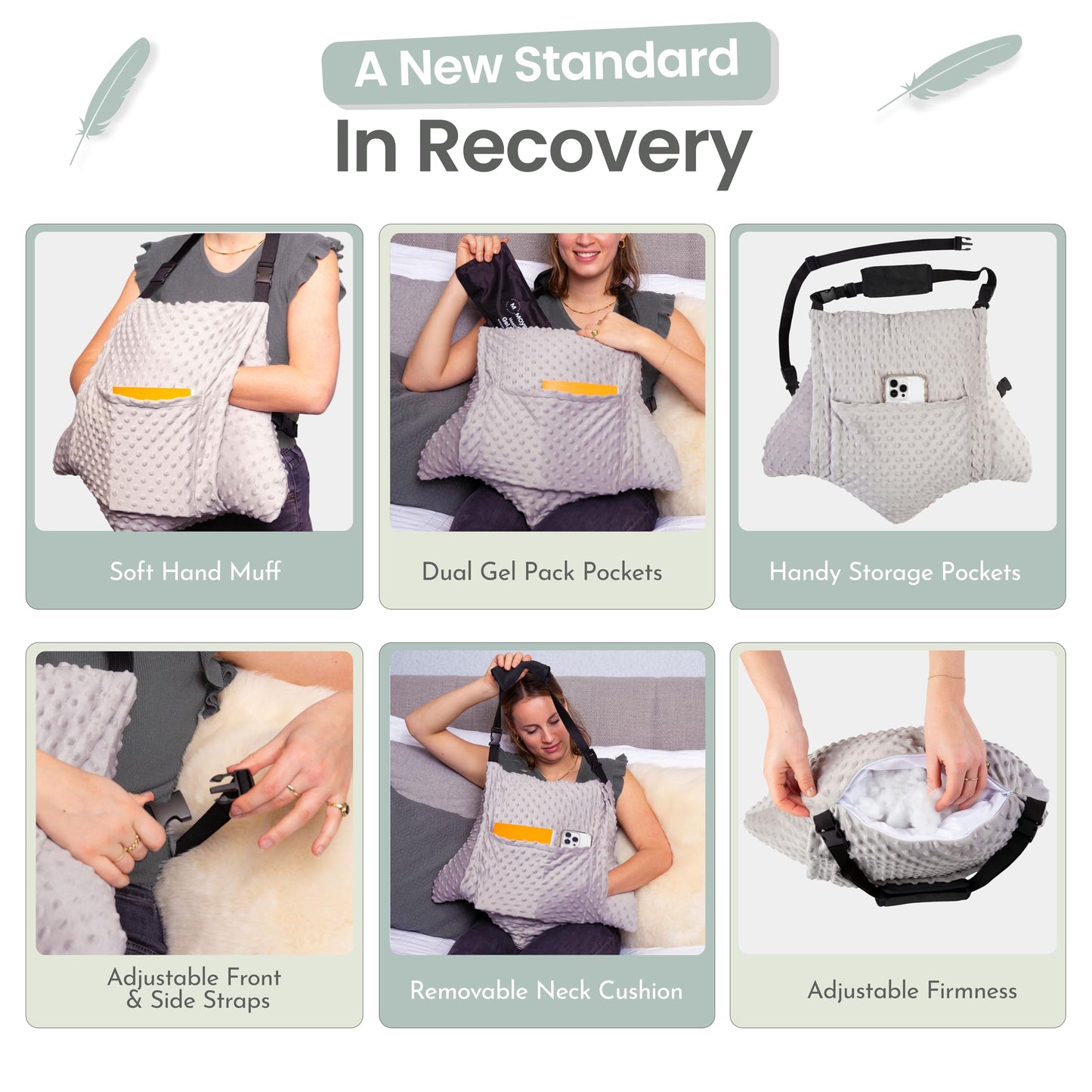 MOYOAMA 2 Pcs Hysterectomy Pillow Set - Incl 1 Gel Pack for Soothing Relief - Hysterectomy Recovery Must Haves After C Section,Post Surgery Pillow,Abdominal Surgery Recovery Pillow,Hysterectomy Gifts