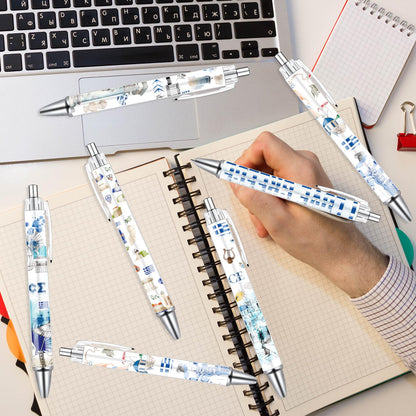Wxiben Greece Ballpoint Pens Gifts - 24PCS Greece Travel Pens Set Greece Souvenirs Gift Retractable Smooth Writing Greek Civilization Pens for Office School Supplies for Women Traveler Teacher Gift