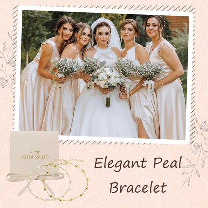 Dreamfox 24PCS 8 Set Bridesmaid Gift Pearl Bracelets for Women 18K Gold Bracelets Bulk Surgical Stainless Steel Bridesmaid Jewelry for Wedding Party Favor