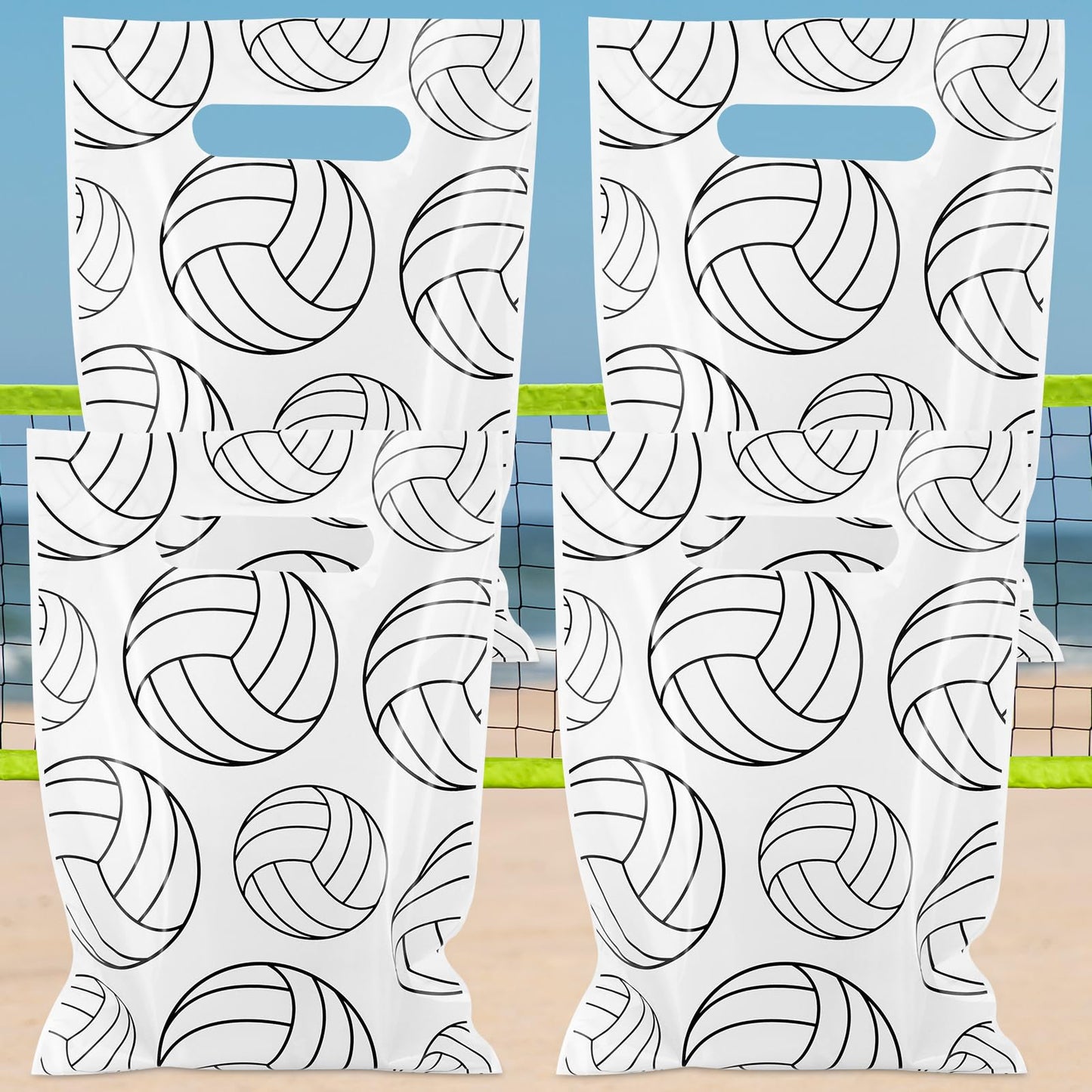 Hxezoc 50 Pieces Volleyball Gift Bags Plastic Volleyball Bags Practical Gift Bags Sport Party Favors for Volleyball Theme Birthday Party Decoration Supplies