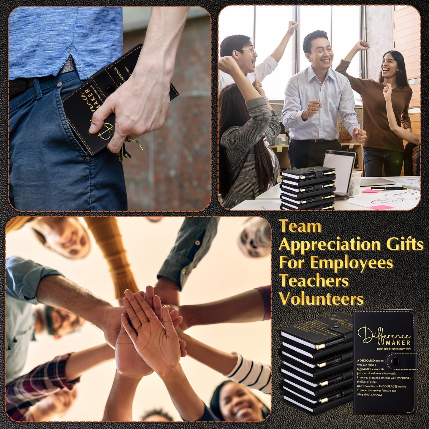 Marspark 10 Set Differen Marker Employee Appreciation Gifts Inspirational A5 Leather Notepad with Motivational Pens Thank You Gifts for Men Women Volunteer Staff Team Office Teacher Father's Day