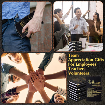 Marspark 10 Set Differen Marker Employee Appreciation Gifts Inspirational A5 Leather Notepad with Motivational Pens Thank You Gifts for Men Women Volunteer Staff Team Office Teacher Father's Day