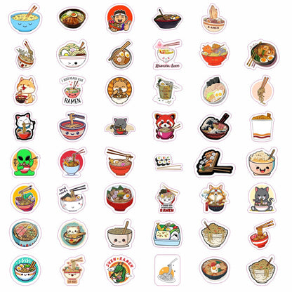 BulbaCraft Ramen Stickers for Water Bottle and Laptop - Foodie Party Supplies & Decorations, Waterproof Vinyl Noodle Decals, Cute Ramen Stickers Laptop Decals, Gifts for Women & Men