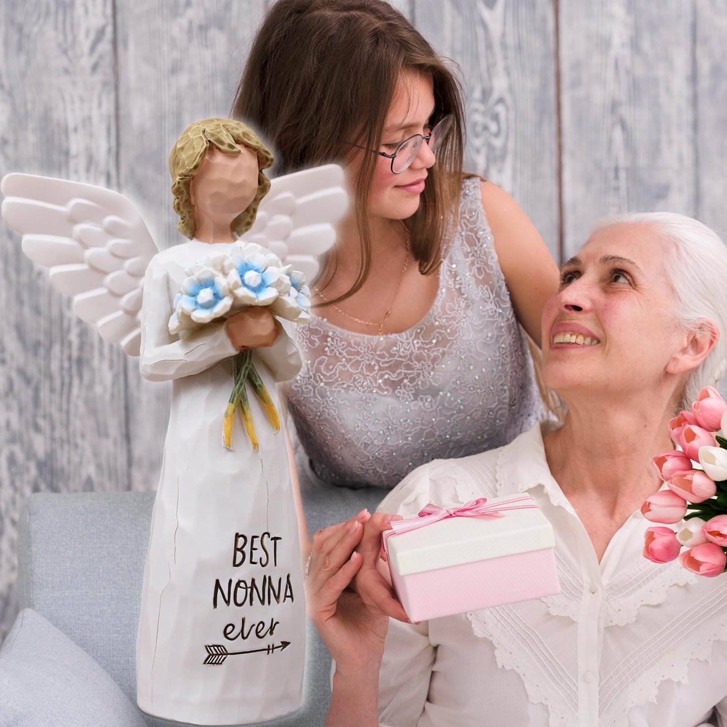 AUKEST Nonna Gifts for Grandma, Nonnie Gifts, Gift for Nonna, Sculpted Hand-Painted Figure