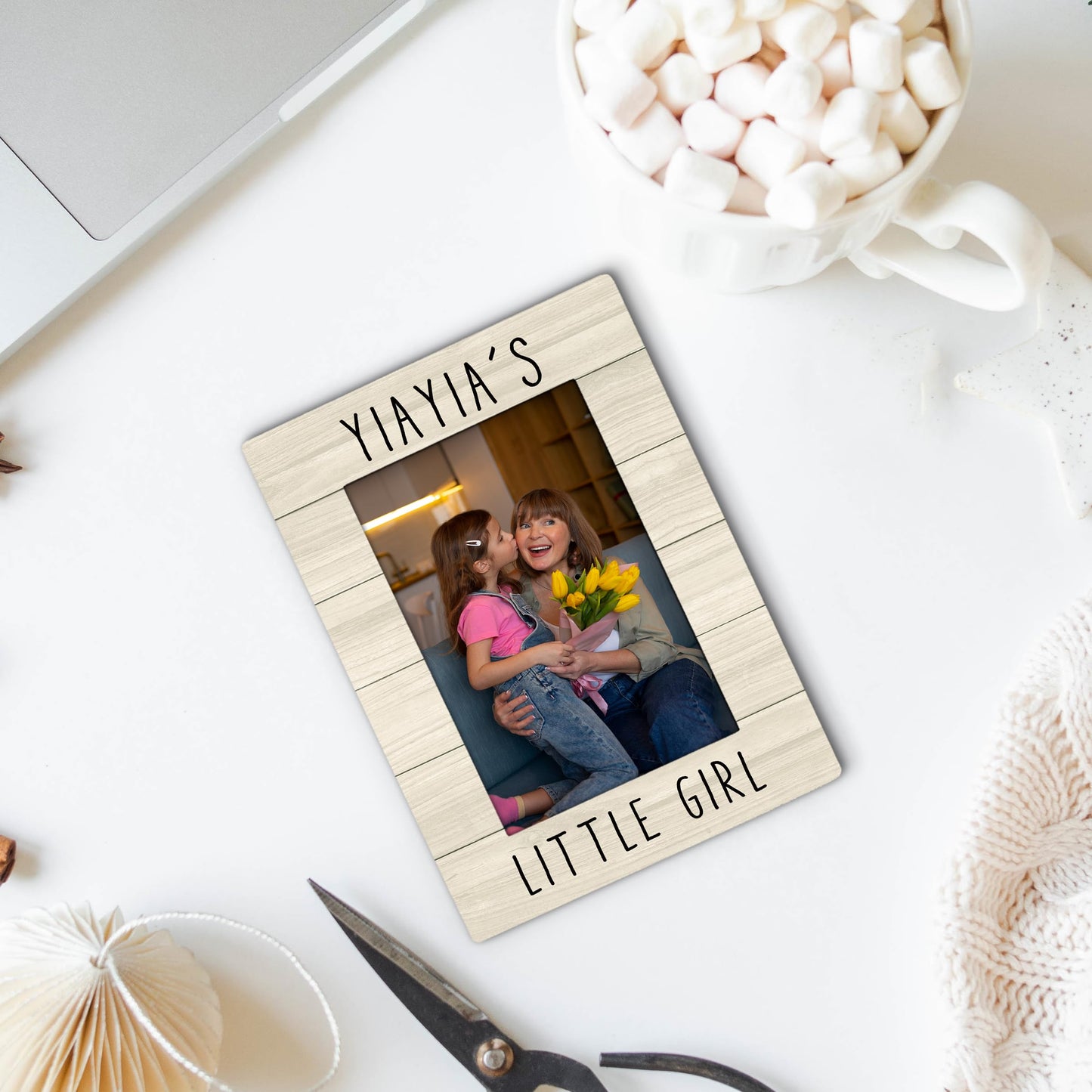 Yiayia Gifts Picture Frame 4x6, Yiayia Wooden Picture Frame, Christmas Mothers Day Birthday Gifts for Yiayias from Granddaughter, Yiayia's Little Girl Decorative Photo Frames for Desk Decor