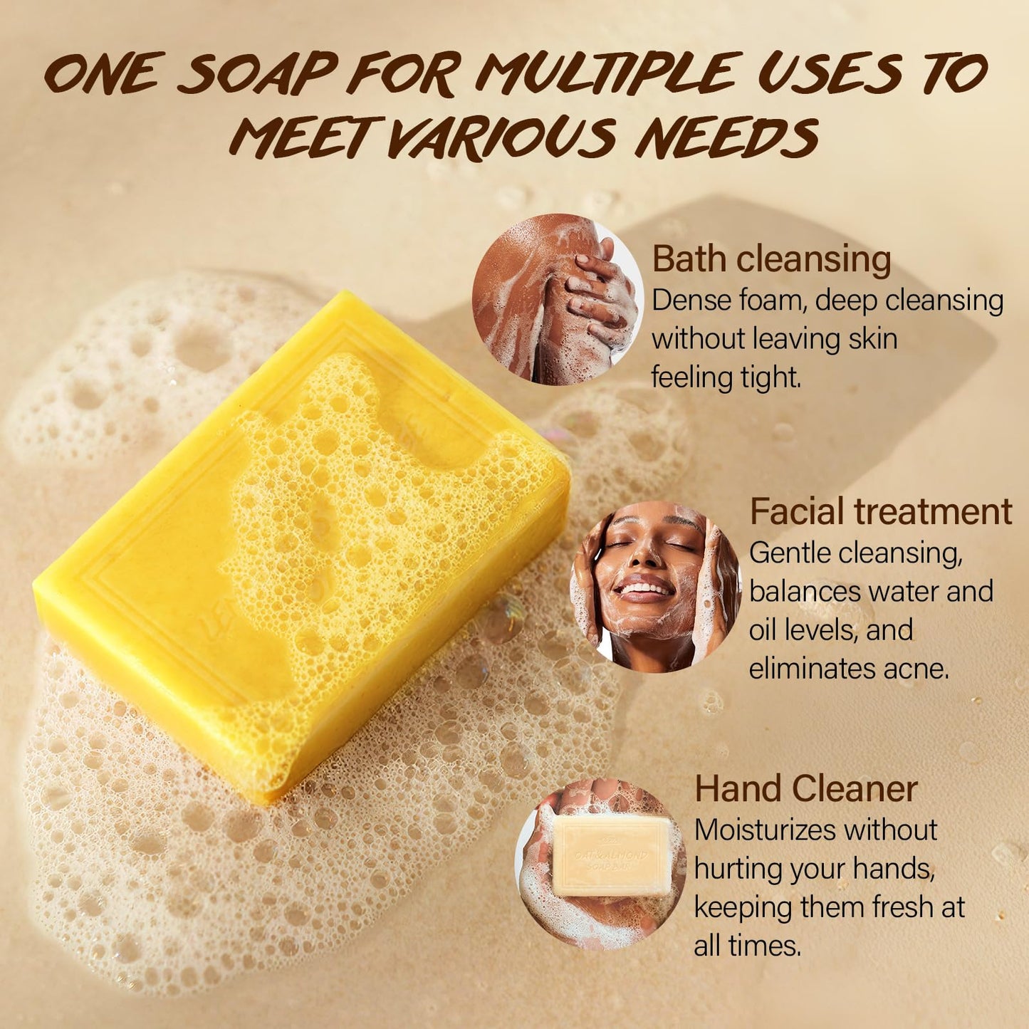 Natural Bar Soap Set for Men Women 6pcs Organic Soap with Plant Extracts for Body Face Hand Christmas Birthday Thanksgiving Mother's Day Gifts Tea Tree Almond Lemon Lavender Bamboo Charcoal Mint