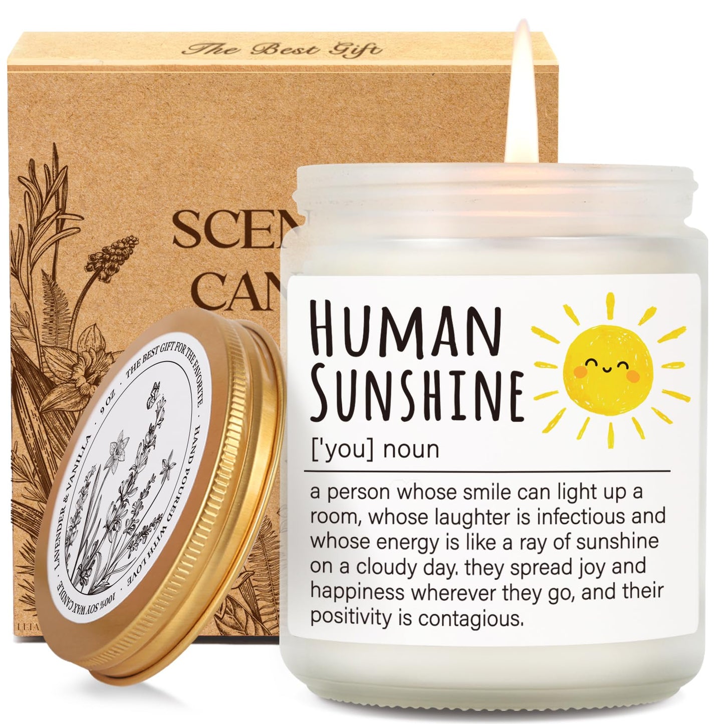 Human Sunshine Thanksgiving Candle for Women, Birthday Inspirational Appreciation Gifts to Women Boss Coworkers Teachers Nurses, Retirement Gift to Woman, Thank You Candle for Her-31
