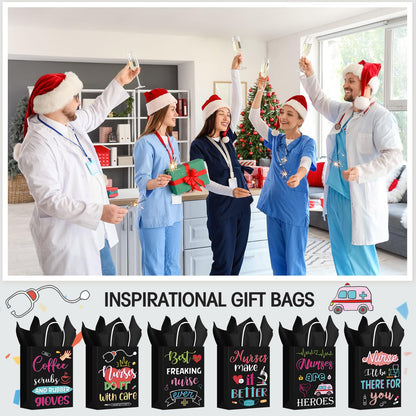 Resholder 30 Pcs Nurse Appreciation Gift Bags with Tissue Papers Nurses Week Paper Bags with Handles Thank You Treat Pouches Nursing Day Gifts for Thank Party Nursing Graduates Doctor Healthcare
