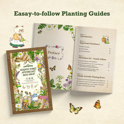 Lush&Dew Holistic Family Apothecary Seed Chest, 30,000+ Medicinal Herb Survival Seed Kit, Gardening Gifts for Women Men, 32 Varieties Heirloom Non-GMO Culinary Herb Seeds for Raised Bed Windowsill