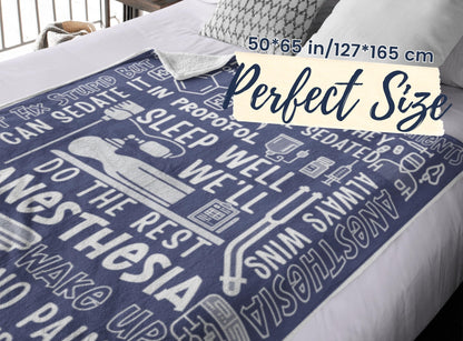 Huglanket Anesthesia CRNA Gifts for Men Women, Ideal Gift for Anesthesiologists on Birthday, Christmas - 50"x 65" Flannel Plush Throw