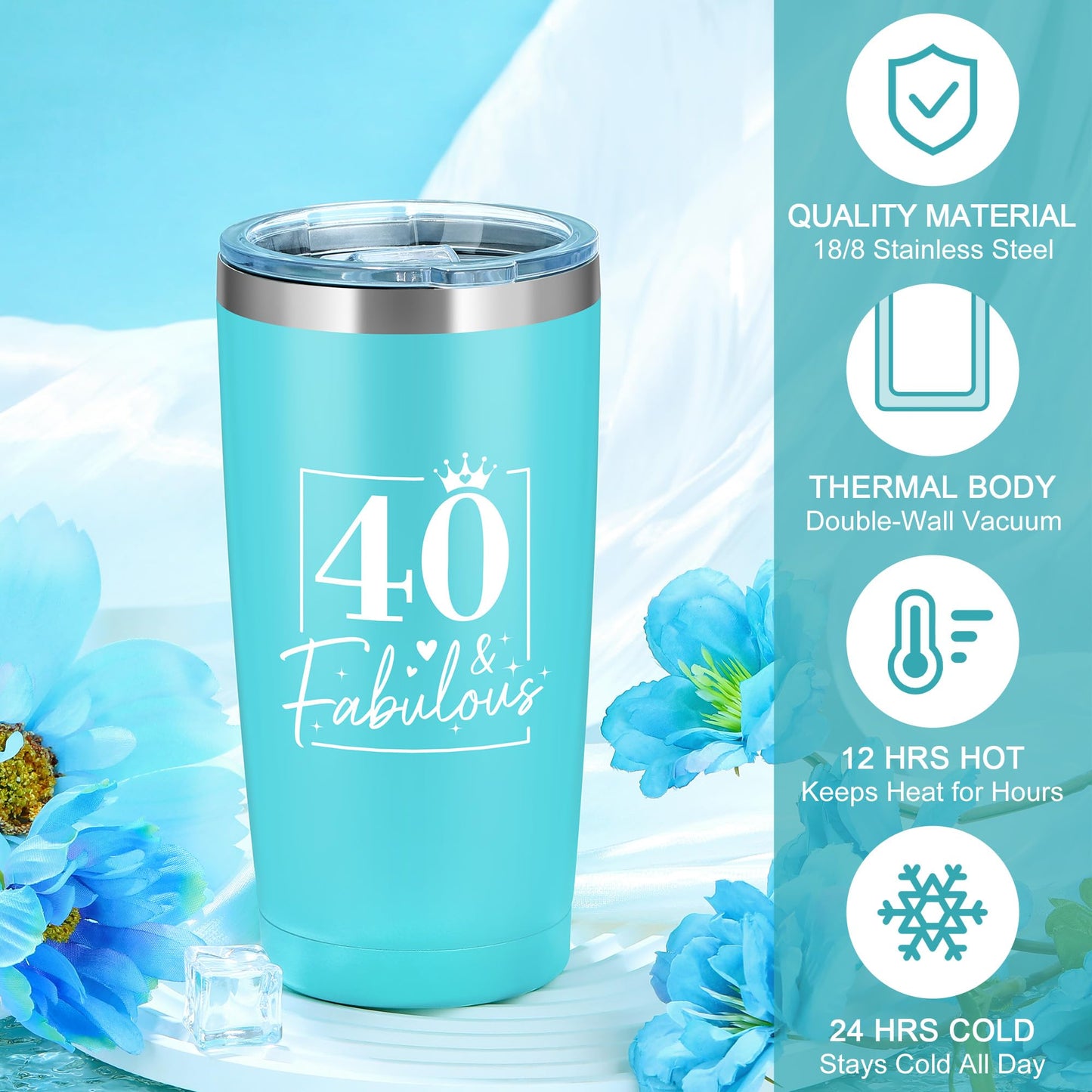 40th Birthday Gifts Women 40 Year Old Birthday Gifts dor Women Happy 40th Bday Gift for Her 40 and Fabulous Gift Ideas for Woman 40s Forty and Fabulous Decorations Set with Tumbler Tote Bag Socks