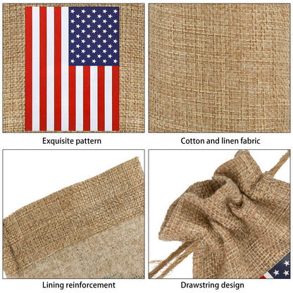 Whaline 20 Pcs 4th of July 250 Anniversary Burlap Drawstring Gift Bags Patriotic American Flag Treat Goodie Bags Pouch Bag for Independence Day Memorial Day Veterans Day Labor Day DIY Crafts Decor, 4 x 6"