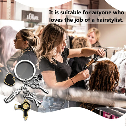 Ikacvb Cute Hair Stylist Gifts Hairdresser Keychain Gifts For Women Men Unique Hairstylist Gift Scissors Comb Charms