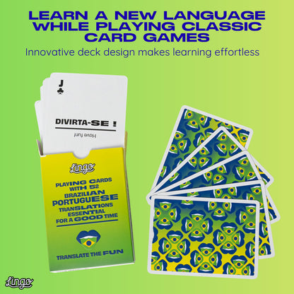 Brazilian Portuguese Lingo Playing Cards | Travel Flashcards | Learn Brazilian Vocabulary in A Fun & Easy Way | 52 Essential Translations
