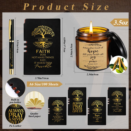FillTouch 16 Pcs Christian Gift Church Father's Day Bulk Religious Bible Verse Prayer Journal Coffee Mug Candle Set for Man of God Pastor Father Dad Bible Study CNA Gifts (Hope,Black)