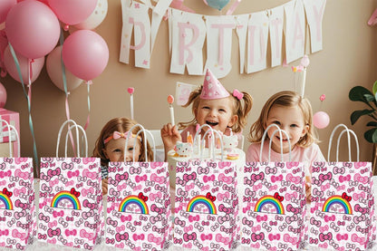 Leifyson 20pcs Pink Paper Gift Bags with Bows | Birthday Party, Wedding, Baby Shower & Holiday Favor Decorations | Eco-Friendly Stationery Supplies