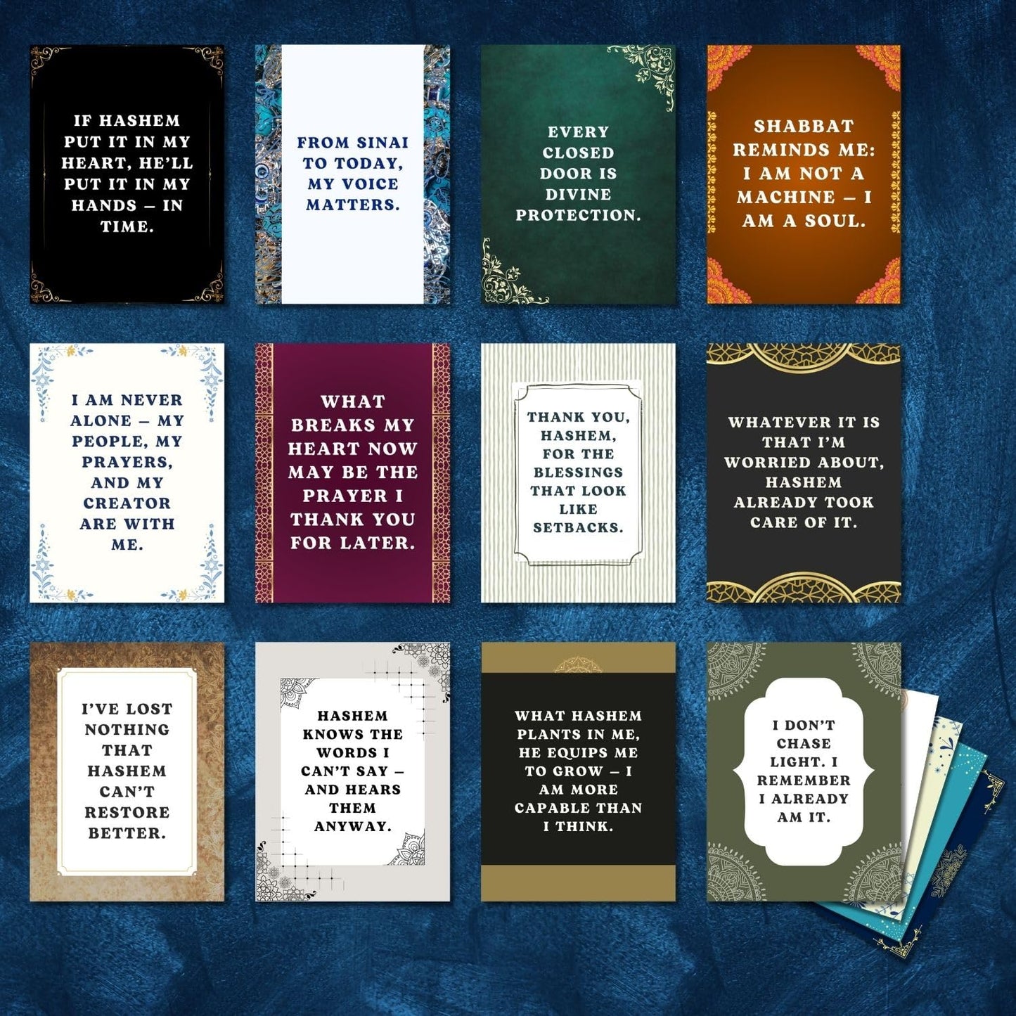 Isaac Liev Positive Jewish Affirmation Cards for Men & Women Kids & Teens– 50 Spiritual Daily Affirmation Quotes Card Deck – Meaningful Jewish Gifts Judaica Gift for Friend, Shabbot Host & Holidays