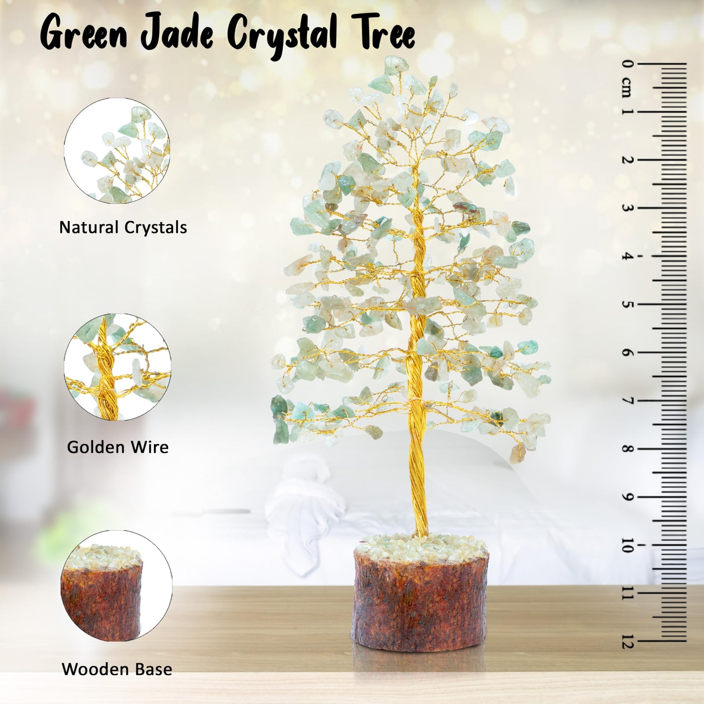 Crocon® Green Jade Healing Crystals Tree Bonsai Desk Decor for Women Home Room Decor Spiritual Gift Meditation Crystals Room & Office Decor Cute House Warming Gifts for Women Mom Birthday her - 10"