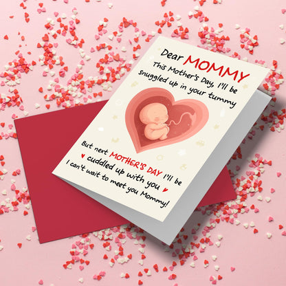 HUNIGIFT First Mothers Day Card for New Mom, Mom to be - Happy Mother to be Mothers Day Card for Expecting Moms, Pregnant Moms, Pregnant Daughter Wife from The Bump - 5.3''x 8.0'' Card & Envelope