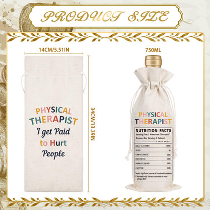 Wxiben Physical Therapist Gifts Wine Bag Thank You Appreciate Gifts for Women Men PT Wine Bottle Bag for Her Him Physical Therapy Assistant Christmas Birthday Appreciation Party Gift Decoration