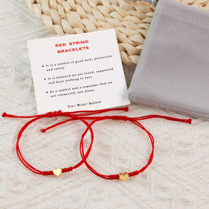 PEALICIOUS Father and Daughter Bracelets, 2PCS Fathers Day Gift from Daughter with Red String Bracelet, Back to School Pinky Promise Jewelry Matching Couple Best Friend for Her as Protection Jewelry