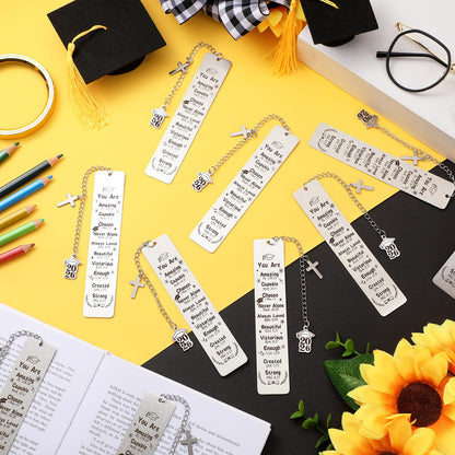 Skyygemm 12 Pcs Metal Graduation Inspirational Bible Verse Christian Bookmarks Cross Chain Class of 2026 Graduation Gifts Christian Religious Gifts for Him Her College High Middle School Students Grad