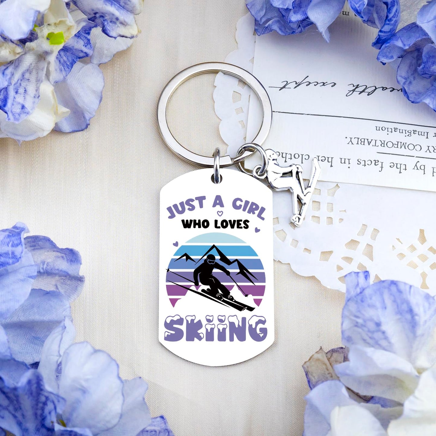 Ski Gifts for Women Snowboarding Gifts Keychains Ski Accessories for Women Daughter Sister Friend Girl Skier Lover Birthday Christmas Stocking Stuffers for Skiers Cute Sking Stuff Keyring