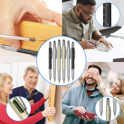 Honoson 30 Pcs Father's Day Multi Tool Pens Gift Pen Bulk for Men 6-in-1 Multitool Pen with Ruler, Level Gauge, Ballpoint, Stylus, Screwdrive Multifunction Birthday Gifts (Multi Color)