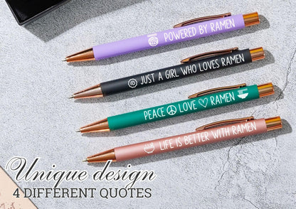 InnoBeta Ramen Gifts, Powered by Ramen, Japanese Gifts, Ballpoint Pen Set of 4