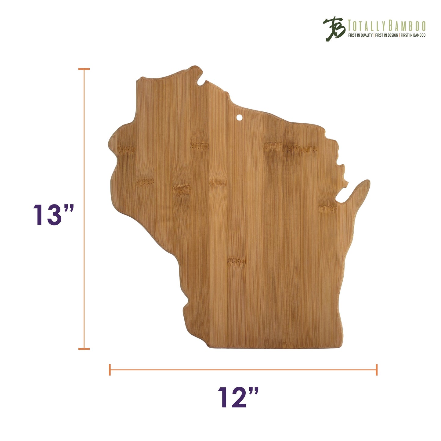 Totally Bamboo Wisconsin State Shaped Bamboo Serving and Cutting Board