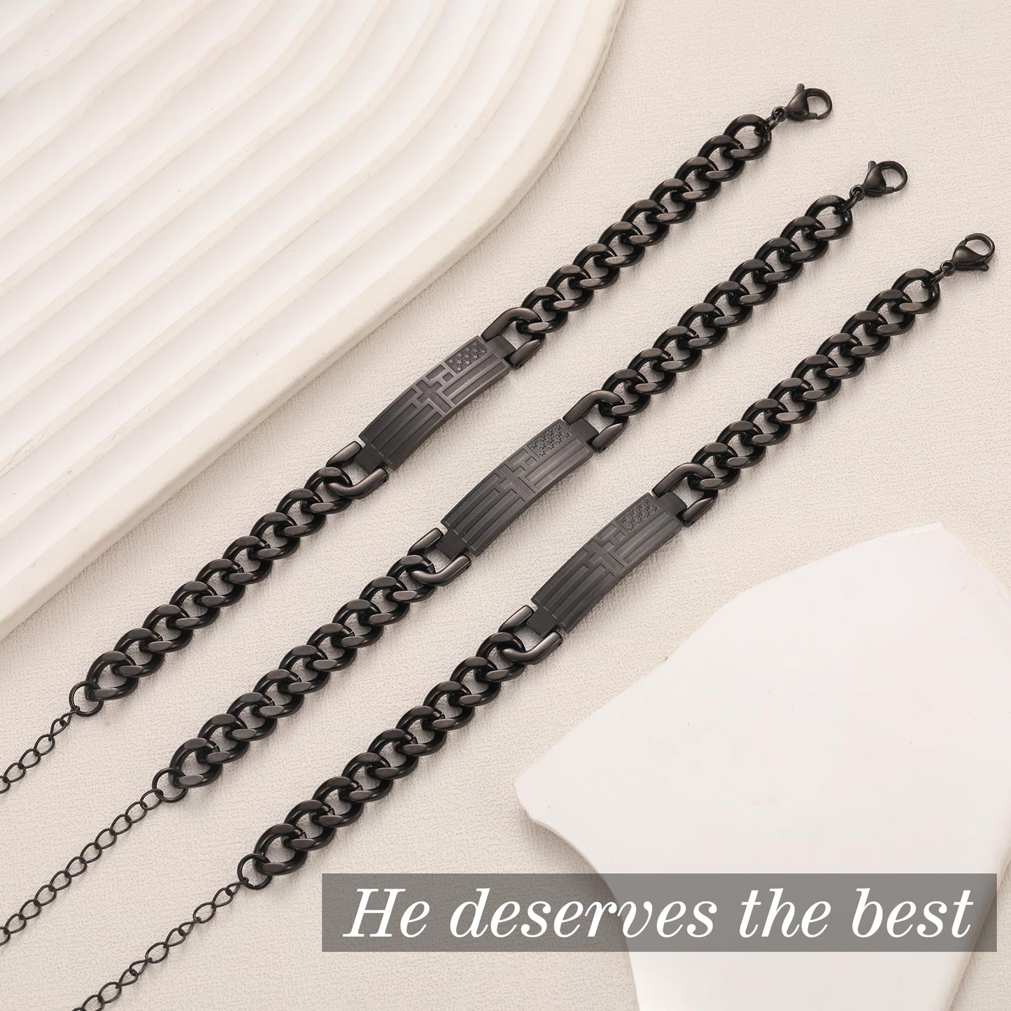 Gifts for Dad Husband Son Religious Christian Gifts Cross Bracelet for Men Teen Boys Adjustable Stainless Steel Bracelets for Men with American Flag Boyfriends Brother Grandson Baptism Birthday Gift