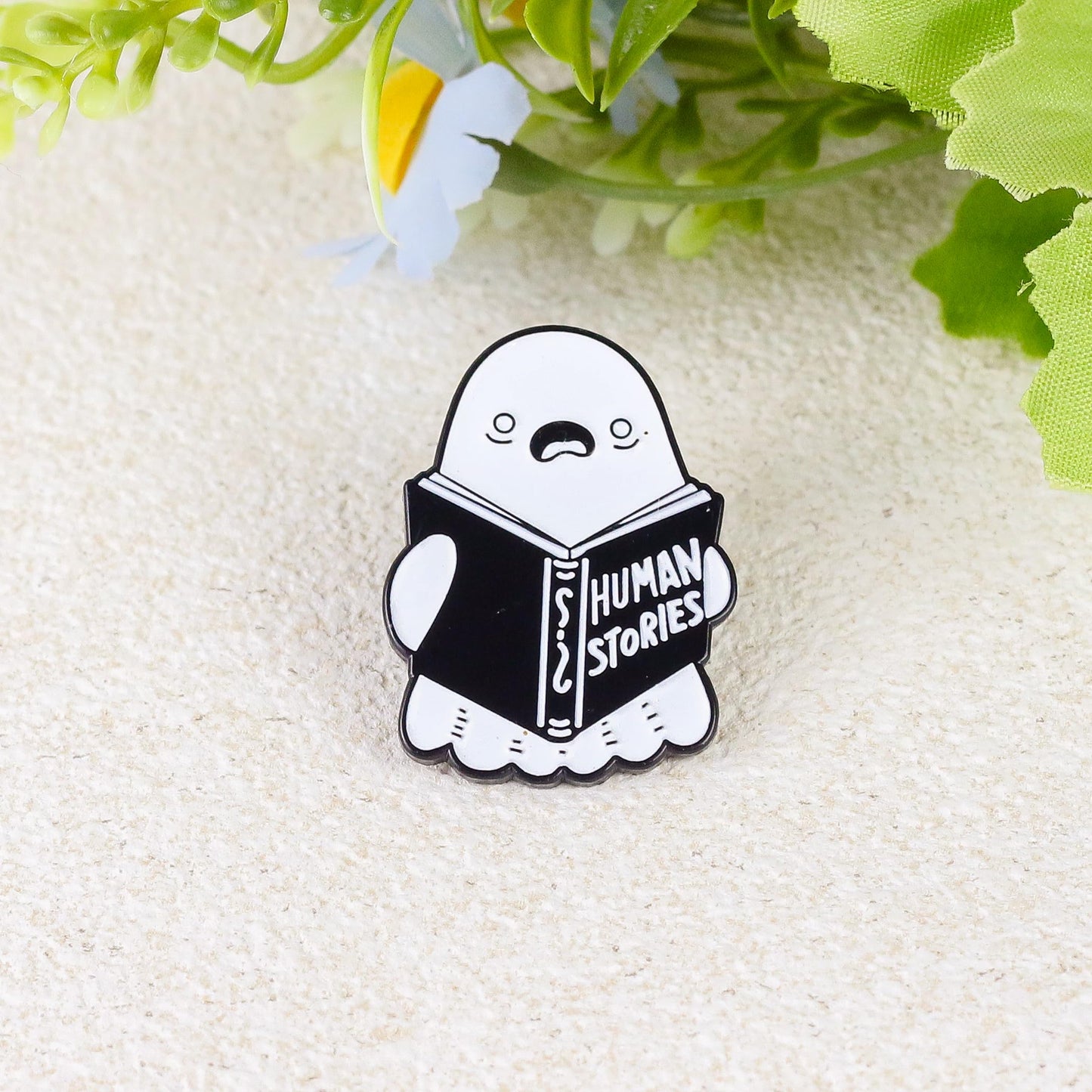 Human Stories Funny Ghost Enamel Pin, Boo Meme Pin Brooches, Spooky Season Gift For Goth Friend Sassy Girl Woman, Internet Dark Humor Quote Brooches, Halloween Vibes Lapel Badge, Boo Crew Accessories