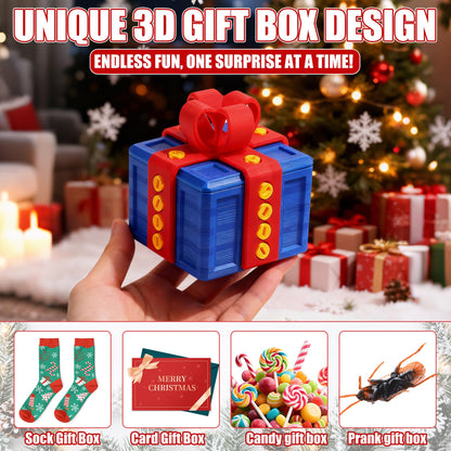Prank Gift Box, 3D Printed Funny Gift Box, 8cm Really Prank Gifts Box with Screws, Surprise Novelty Gifts for Kids, Valentines Day Gifts Party Favors Festival (Blue Red)